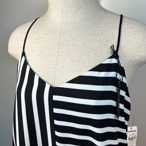 NEW EXPRESS Barcelona Cami Black and White Striped Reversible V-Neck Tank Top L